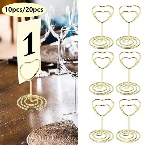 10-50pcs Mini Place Card Holder Table Number Holders Table Card Holders Wedding Heart Shaped Table Sign Picture Photo Holder