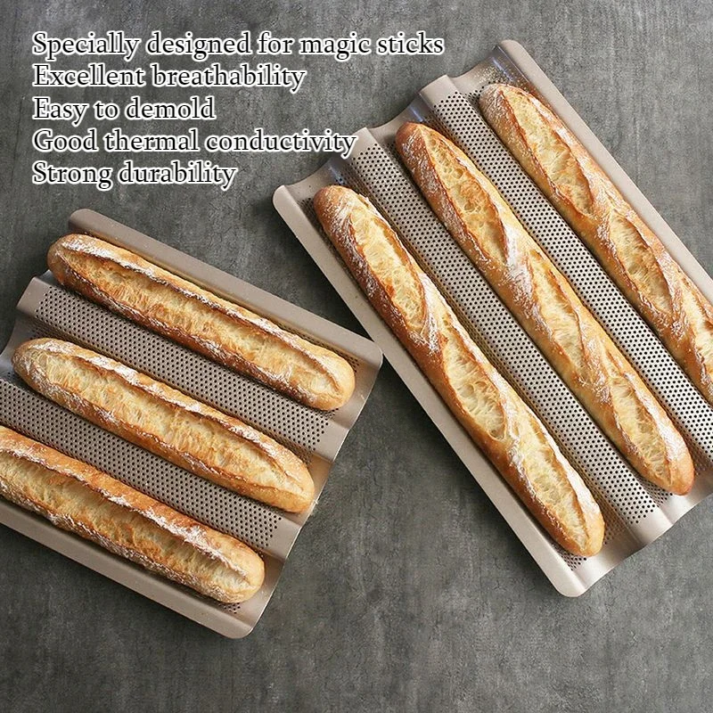 Golden French sized baguette holder mold for household bread, carbon steel strip baking tool