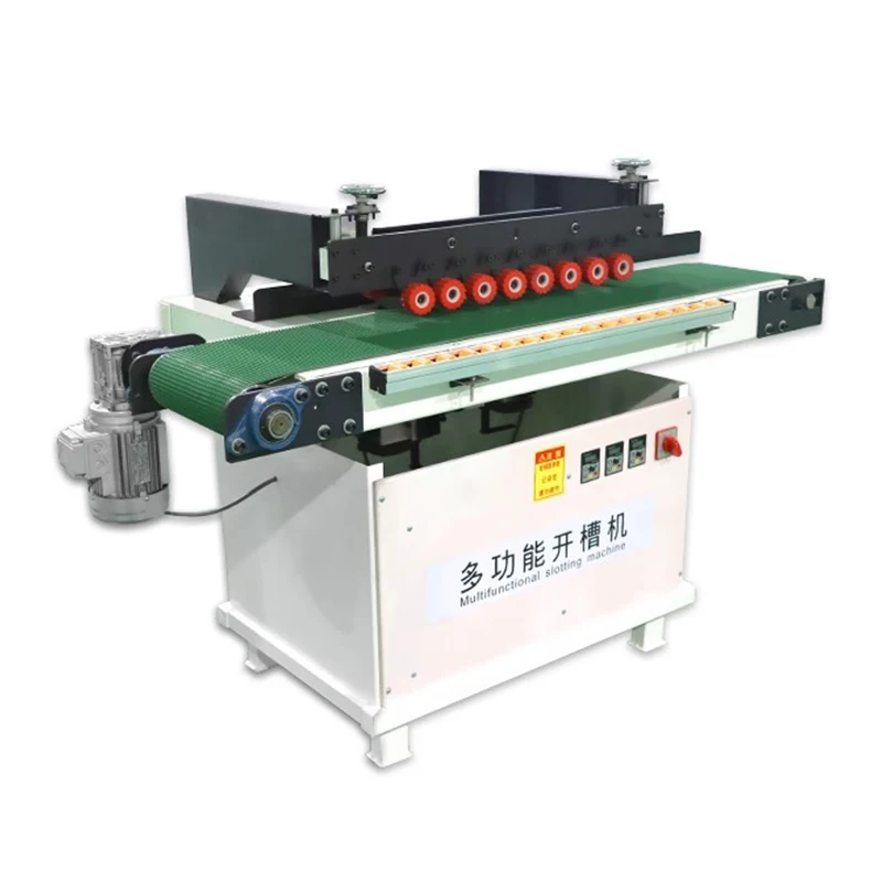 Multifunctional Woodworking Slotting Machine 380V Slotted Straightener 2200W Fully Automatic Plate Feeding Side Slot Machinery