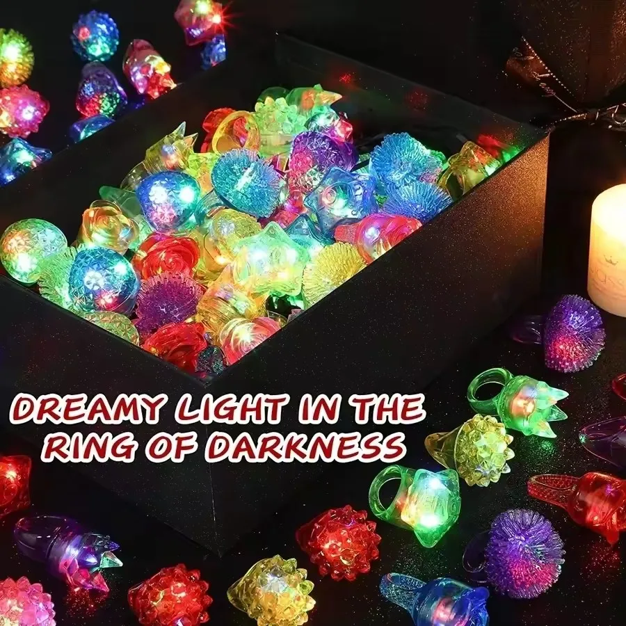 10-50 Pcs Glowing Rings LED Light Up Luminous Rings Party Favor Toys Flash Led Lights Glow In The Dark Wedding Party Supplies - view 3