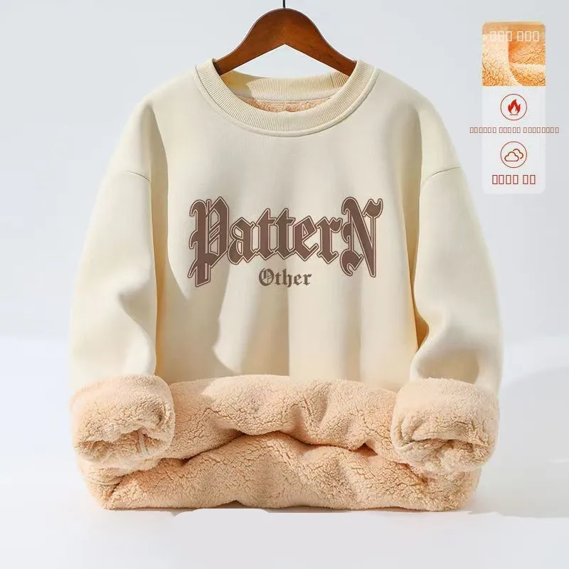 

Мужская толстовка из овечьего вельвета с капюшоном, модная зимняя теплая утолщенная повседневная толстовка с круглым вырезом, молодежная, стильная, удобная, из полиэстеровой ткани