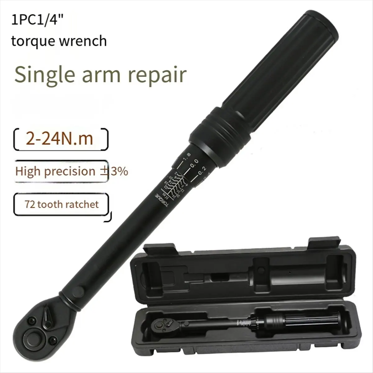 

AT16 ABLG 1/4In Torque Wrench 2-24N. Drive Torques Key 1/4In Pro Torque Wrench Professional Bicycle Automotive Repair Tool