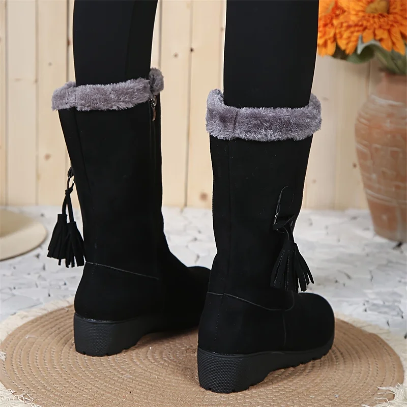 Women Snow Boots Winter Female Boots Thick Plush Zipper Non-slip Thigh High Boots Fashion Warm Fur Woman Winter Shoes