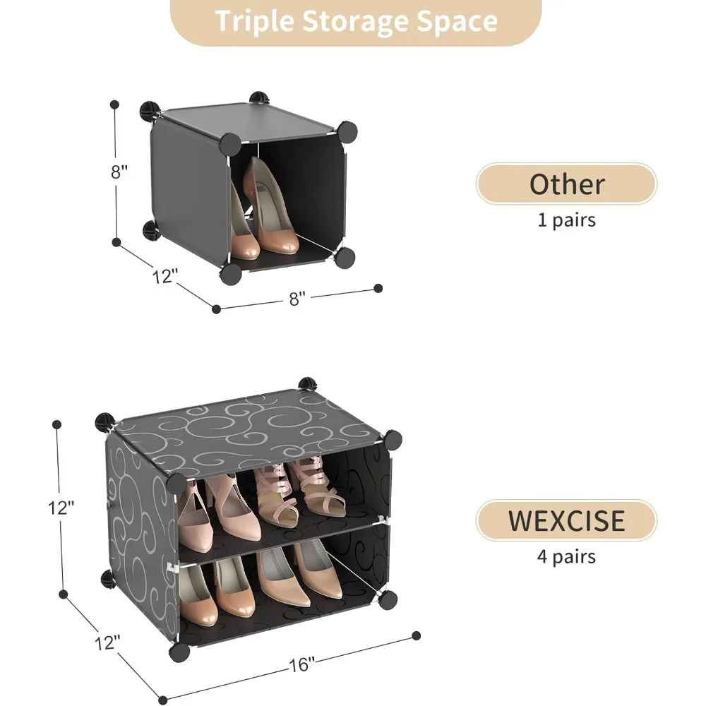 Organizador de Zapatero con puerta, armario de almacenamiento de zapatos de fácil montaje, organizador ajustable de plástico apilable desmontable, 48 pares