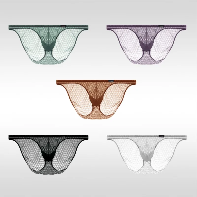 Men's underwear ice silk ultra-thin transparent hollow Japanese Briefs low waist bikini-style sexy panties - Image 4