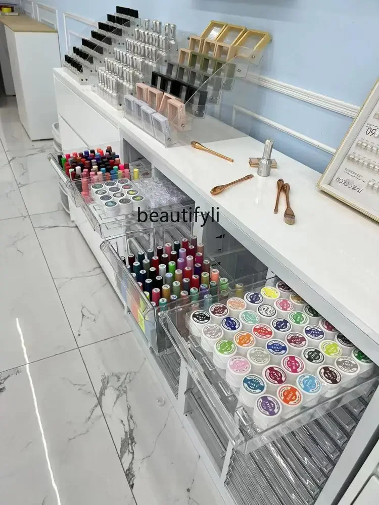 Nail Salon Display Cabinet Manicure   Floor Cabinet UV Polish Storage   Wall Cabinet Nail Polish Color Plate Manicure