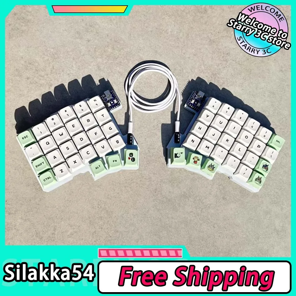 Silakka54 Split Keyboard Wired Hot Swap Support QMK/VIAL Customize Keyboard Ergonomics RP2040zero PC Gamer Accessories