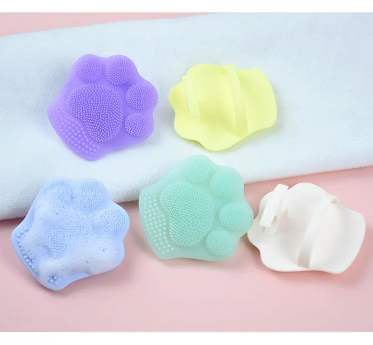 1PC Populaire Cat Paw Siliconen Gezichtsborstel voor Exfoliërende Mee-eters Diepe Reiniging Draagbare Baby Siliconen Haarborstel Schoonheid