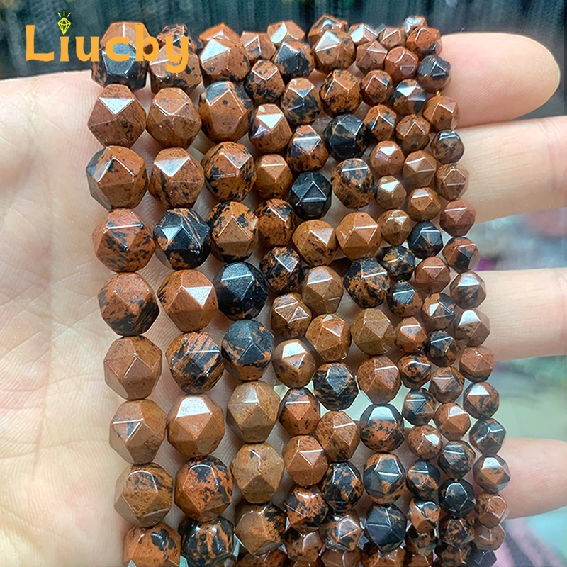 Naturstein, facettierte, goldfarbene Schwanen-Diamantperlen für die Schmuckherstellung, DIY, klassischer Stil, Accessoires, Ohrringe, 15' Strang, 6/8/10 mm. – Detail 3