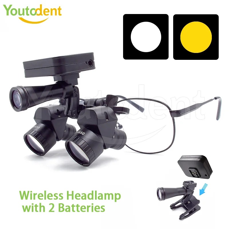 

4X-6X 420mm Adjustable Binocular Dental Loupes 5W Led Light Medical Surgical Loupes Dual battery Magnifying Glass Zoom Eye Loupe