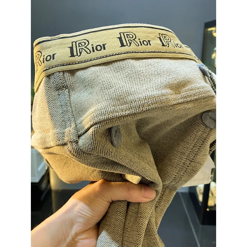 High-End Thickening Warm with Velvet Jeans Men's Skinny Ankle-Tied Trendy Winter New Casual Stretch Pants