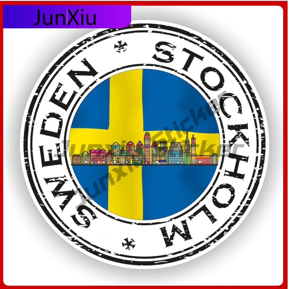 

Sweden Stockholm Seal Sticker Round Cute Laptop Scratch Cover Body Decoration Vinyl Decal For Car Truck SUV Window Bumper Laptop