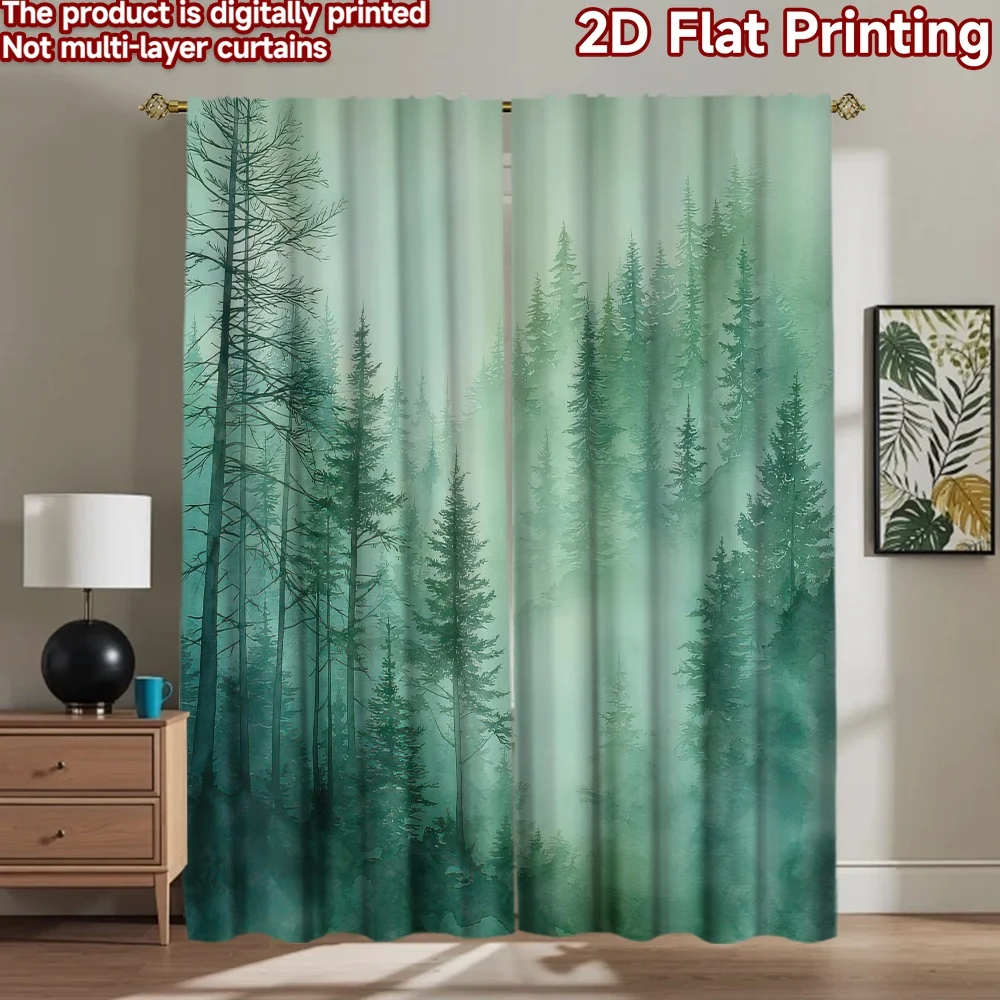 

1pc 2D flat Photography Backdrop Scene Tapestry Foggy Pine Forest Landscape 100% Polyester Family Party Decoration for Suitable