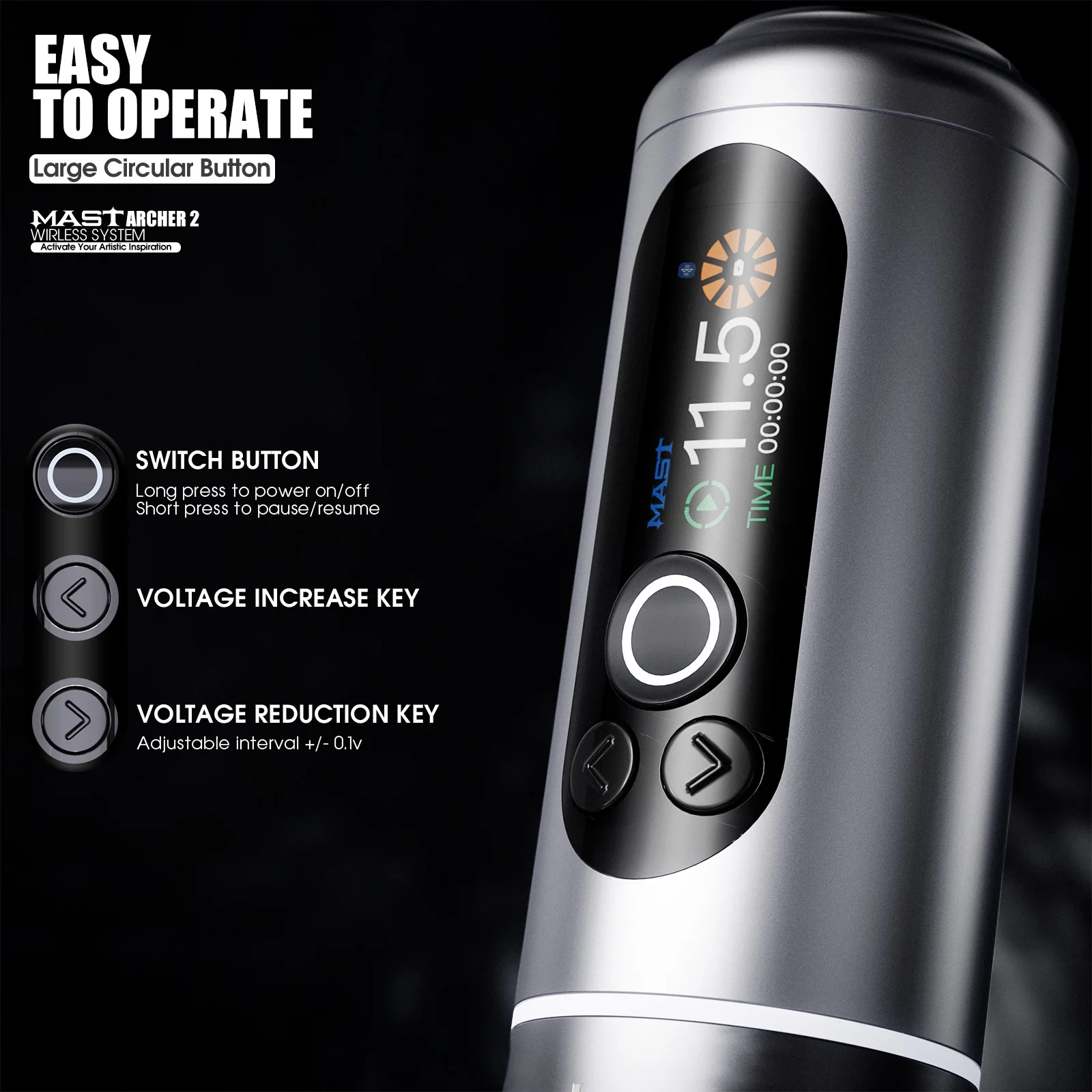 ماست آرتشر 2 مجموعة ماكينة رسم الوشم التجميلي اللاسلكية 3.5 مللي متر السكتة الدماغية 2100 مللي أمبير بطارية فرش السيارات مع مستلزمات خراطيش الإبر ماست برو