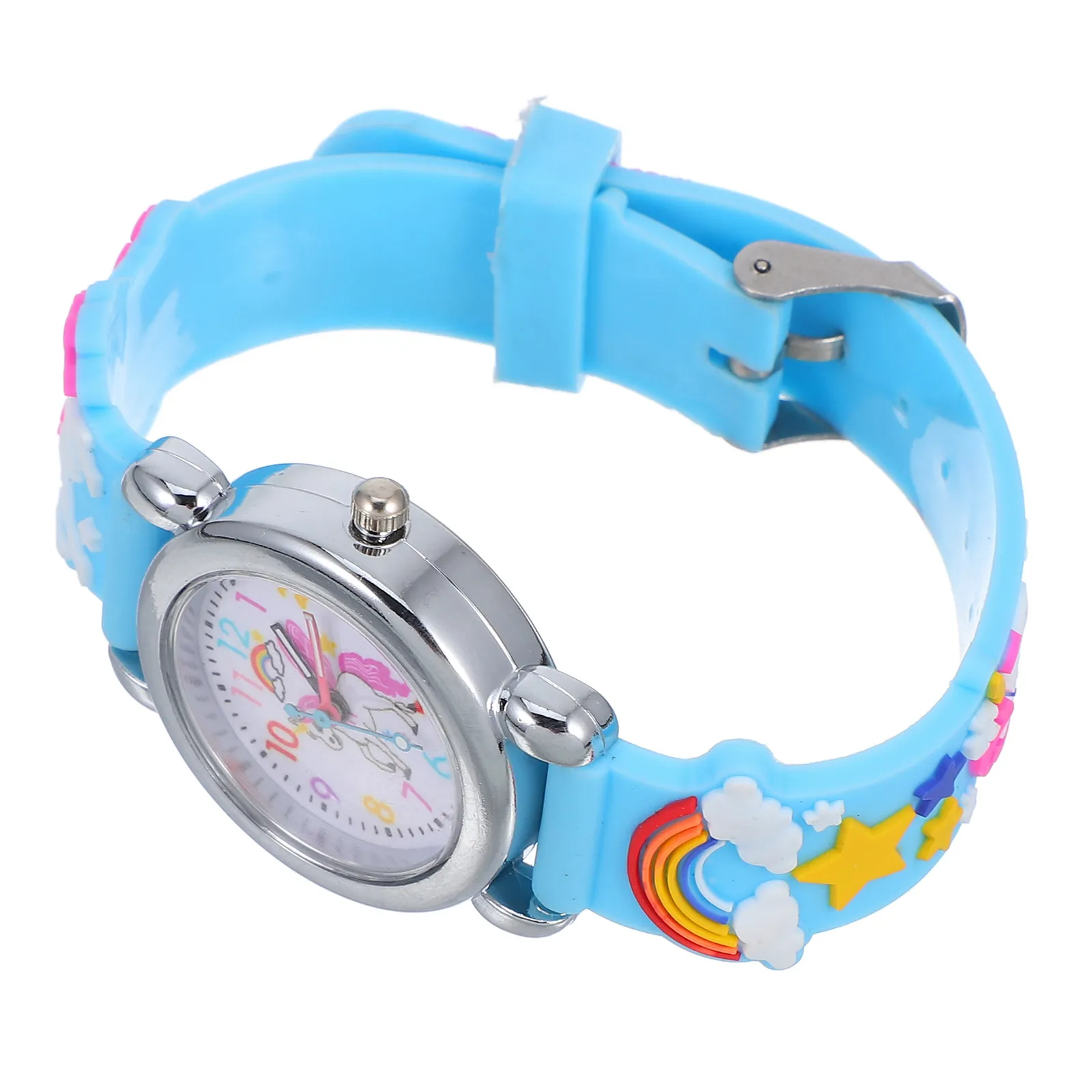 

Детские часы с мультяшным дизайном единорога, силиконовый ремешок, регулируемый, удобный, легко читаемые, портативные, легкие, детские наручные часы