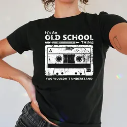 100% Cotton Tshirt for Boys Fashion T-Shirt Mens Loose Cassette Tape Pencil Boombox Headphones Mixtape Old School Dj Deejay Tee