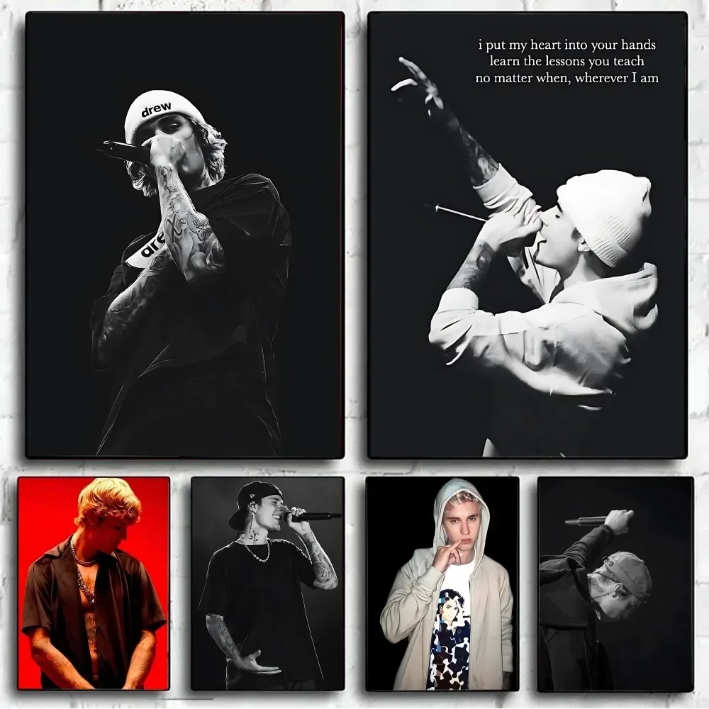 J-Justin B-Bieber Poster No Framed Poster Kraft Club Bar Paper Vintage Poster Wall Art Painting Bedroom Study Stickers