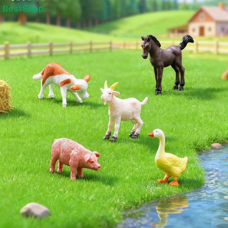 5pcs/set Farm Animal With Farmer Figurine,Realistic Farm Animals Including Farmer,Pig,Cow,Horse, Goat - Educational Farm Playset