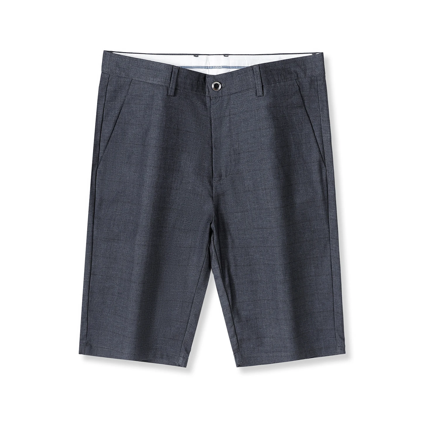 Sommerliche dünne Herren-Anzugshorts, modische vertikal gestreifte knielange Business-Hose, lockere, lässige dunkelgraue Mittelhose