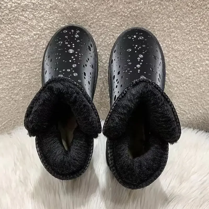 

Элегантные противоскользящие зимние ботинки на низком каблуке для женщин, зима 2025, горячая весна 39, распродажа Y2k, водонепроницаемые нескользящие ботинки, женская обувь из искусственной кожи