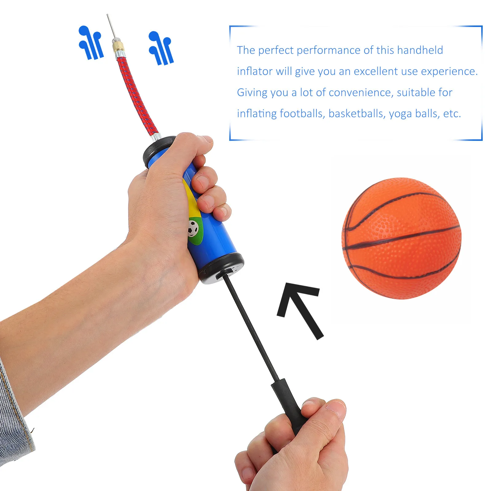 1Set Sturdy Lightweight Manual Inflator Kit for Sports Balls Portable Mini Balls Pump Set Includes Adapters for Football