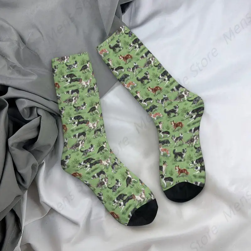 Kawaii Afdrukken Kawaii Border Collie Hondensokken voor Mannen Vrouwen Stretch Zomer Herfst Winter Huisdier Dier Crew Sokken