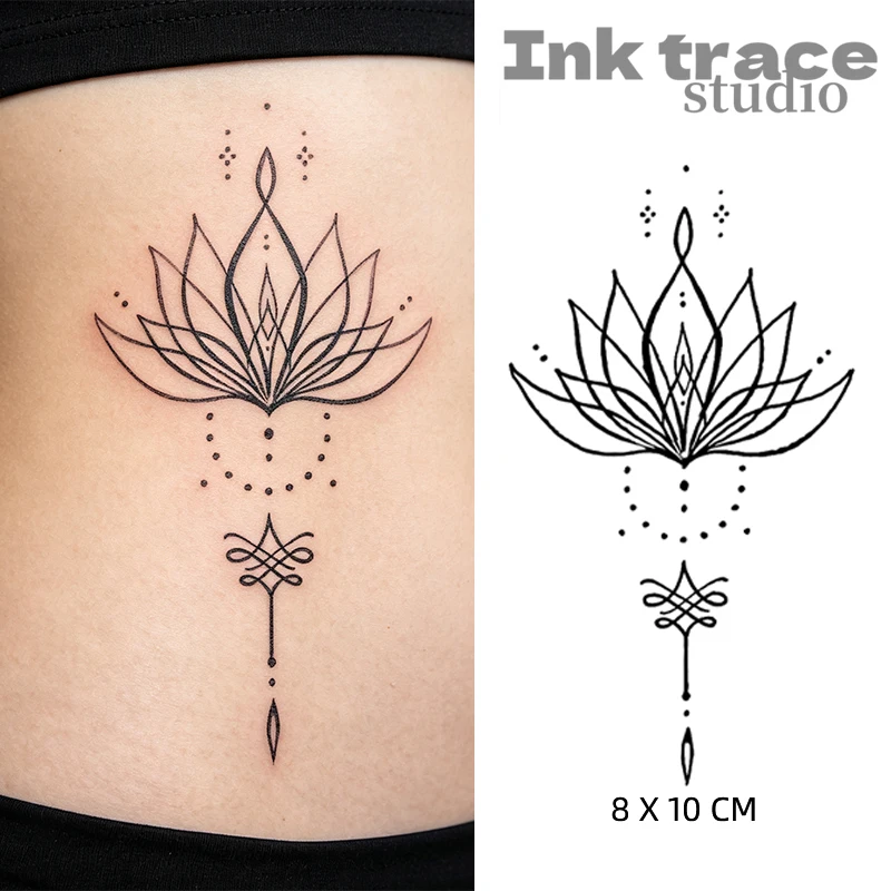 1/2PCS Minimalist Lotus Mandala Temporary Tattoo,Lasts To 15 Days New Technology Magic Waterproof Semi Permanent Sticker.