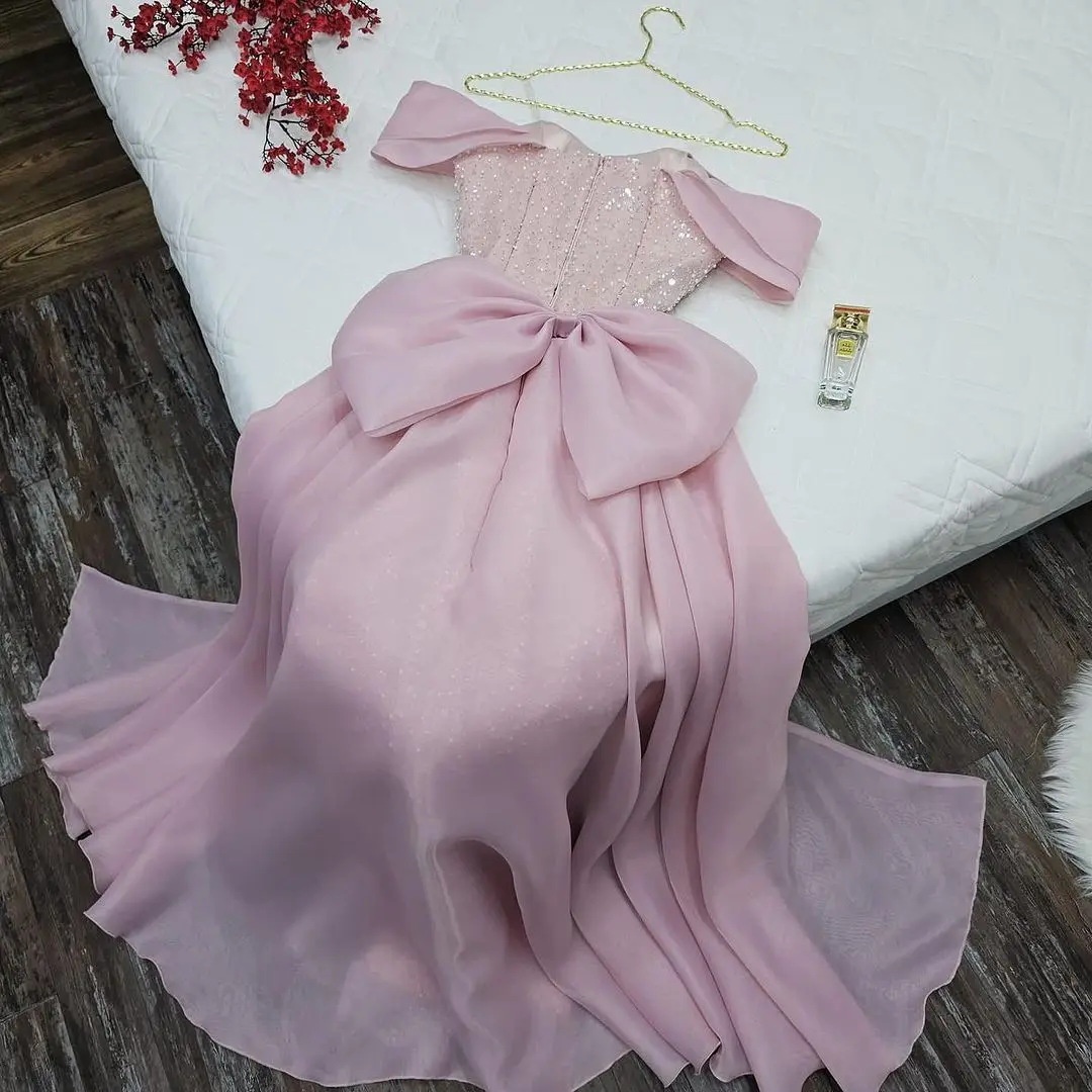 Welove The Shoulder Prom Dresses Bow Mermaid 2023 New Simple Arabia Formal Occasion Evening Dresses Robes De فساتين مناسبة رسم