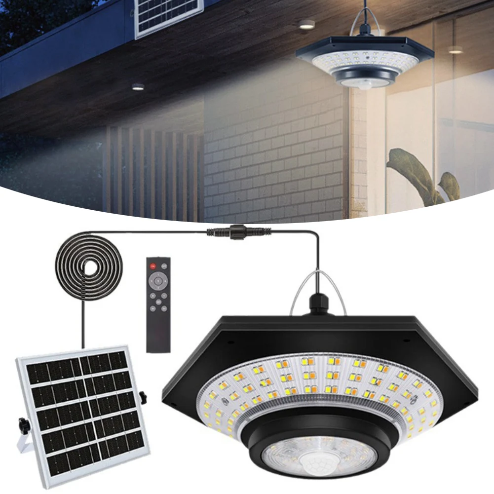 Outdoor Solar Shed Light 1000LM Remote Controlled with Motion Sensor and Five Modes IP65 Waterproof for Reliable Nighttime Use