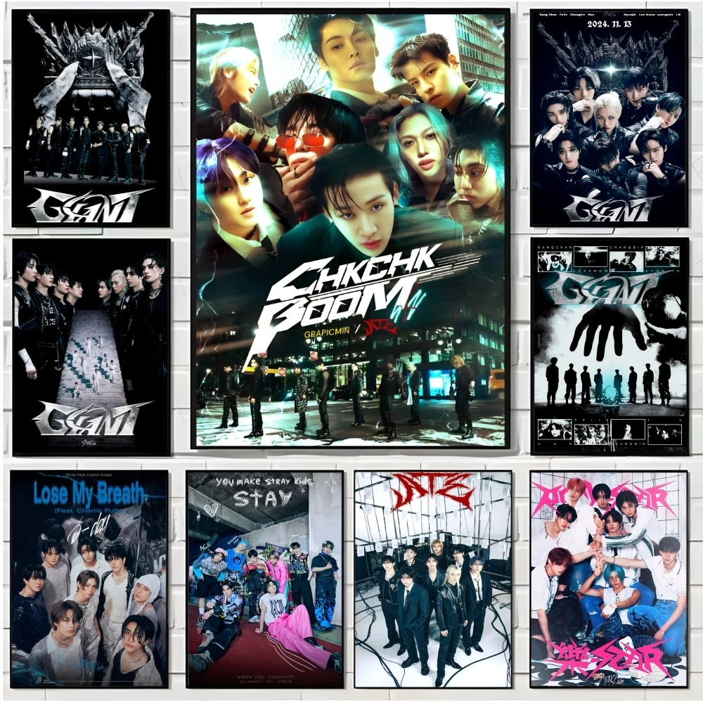 Popular Band S-Stray Kpop K-Kids Poster Decorative Wall Art Stickers Mural Photo Print for Home Living Room Hallway Decor