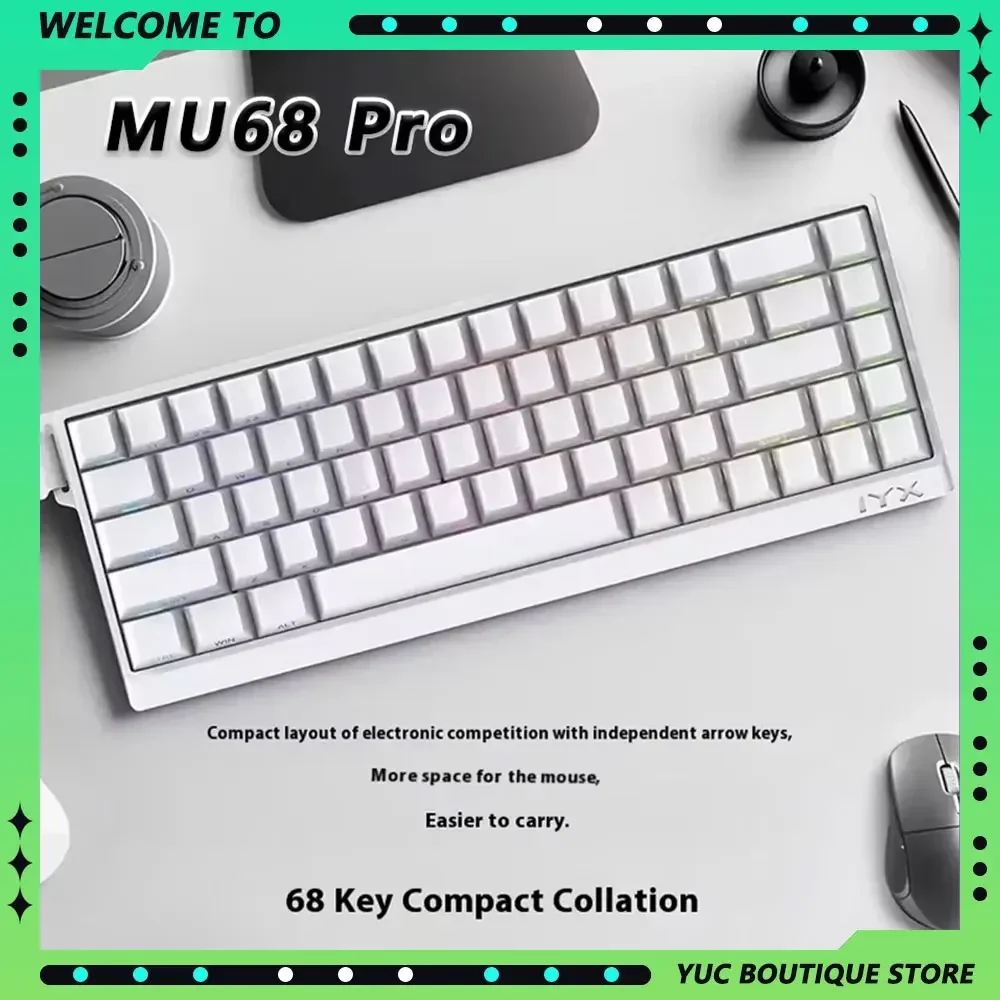 IYX MU68 Pro E-sports Gaming Keyboard RGB Backlit Hot Swap Magnetic Switch Mechanical Keyboard Wired Aluminium Alloy PC Gifts