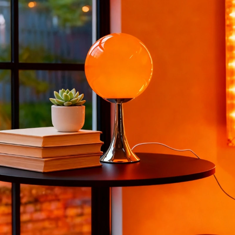 Glass Globe Desk Lamp Nordic Warm Ambient Bedside Lamp 3 Color Tone Decor Lighting for Bedroom Restaurant Bar Homestay Factory