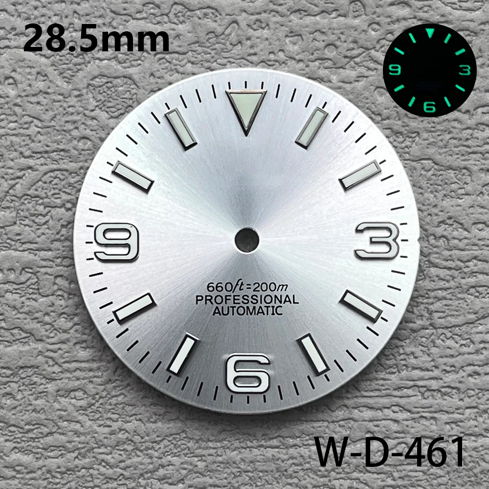 28,5 мм S Logo Ex plorer Sunray циферблат подходит для механизма NH35/NH36/4R/7S зеленый светящийся аксессуар для модификации часов 3/3,8/4O'clock