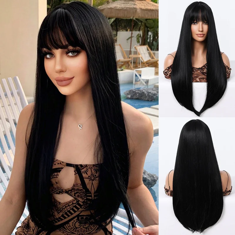 Fashionable new women's simulated black wig