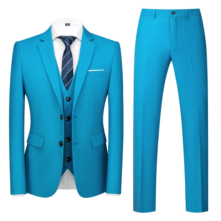 16 Colors ( Jacket + Vest + Pants ) Men\'s High Quality Formal Business Slim Fit Mens Suit Best Groom Wedding Tuxedos 3 piece Set