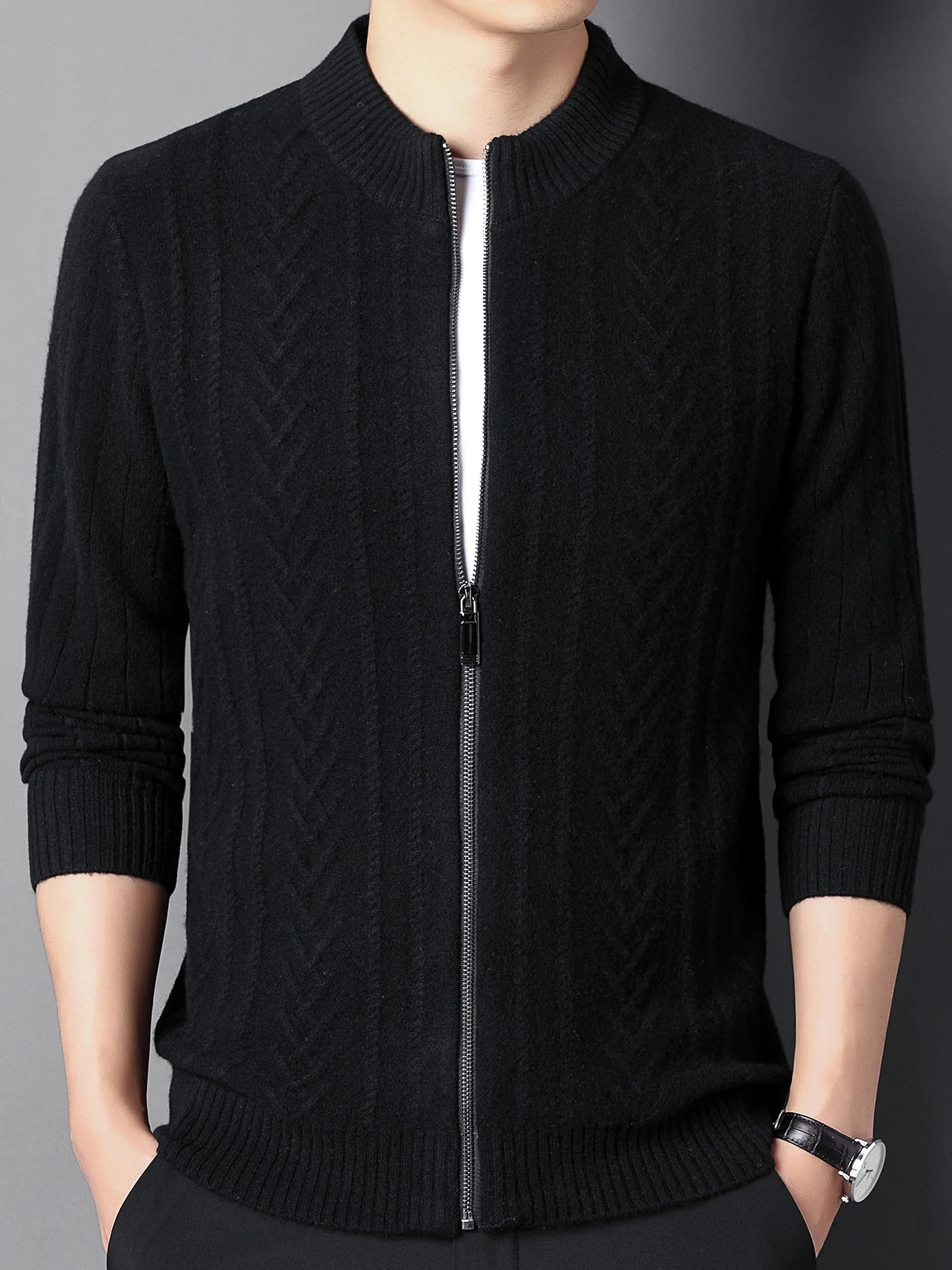 Mens Winter Cardigan zipper Sweater Male Knitted  thick Winter Korean Style Fashion Casual Knitted men Sweatercoats