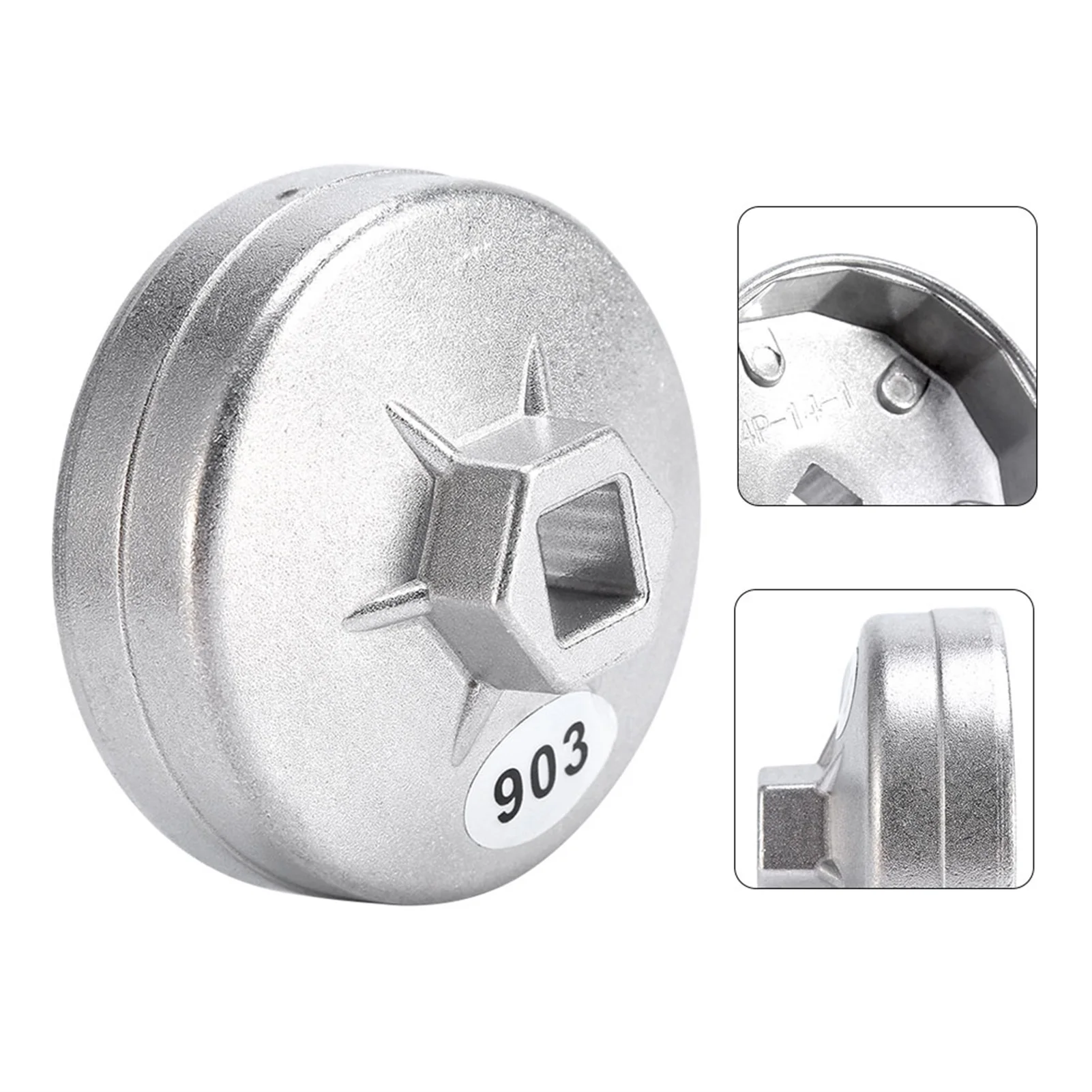 74mm 14 Flute Aluminum Oil Filter Wrench Socket Remover Tool 903 Silver Color for   Benz Socket Remover Tool Auto Tool