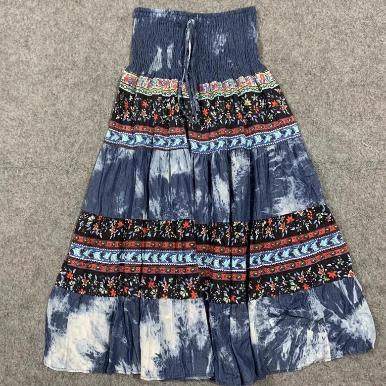 

Vintage S7 Hippie Aalyptic Lace Patchwork Y2K Design Spring Summer f Skirt for Women Handmade Ripped Gored Chain Dyed ...