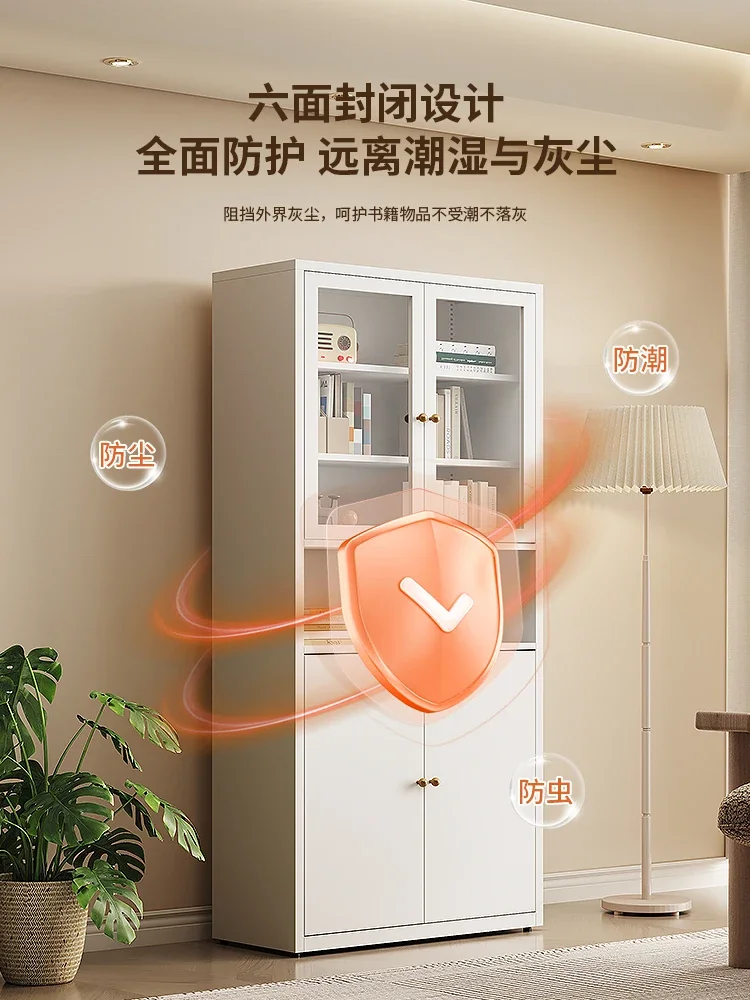 خزانة كتب من الحديد المطاوع مع باب خزانة غبار، خزانة أرضية غرفة المعيشة المنزلية، علبة عرض زجاجية، خزانة ملفات الدراسة