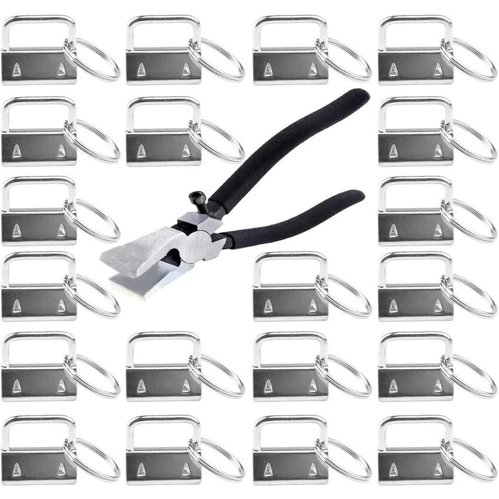 25mm 40 Clips And Black Mounting Pliers Silver Iron Hook Accessory Set With Secure Grip For Keychains And Bags Instrument Parts