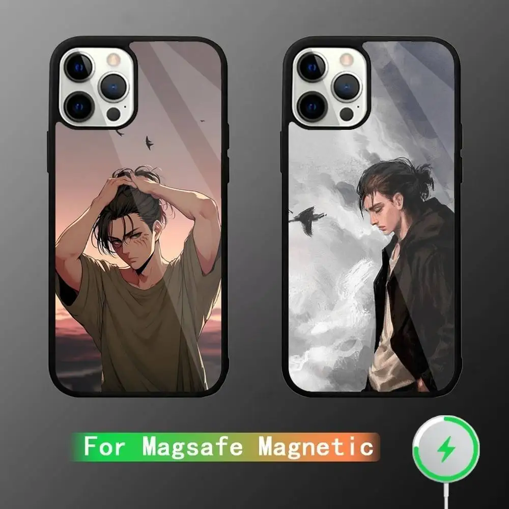 

Anime E-Eren Yeager Phone Case For iPhone 16,15,14,13,12,11,Pro,Max,Plus,Mini,SE New Magsafe Magnetic Wireless Charging