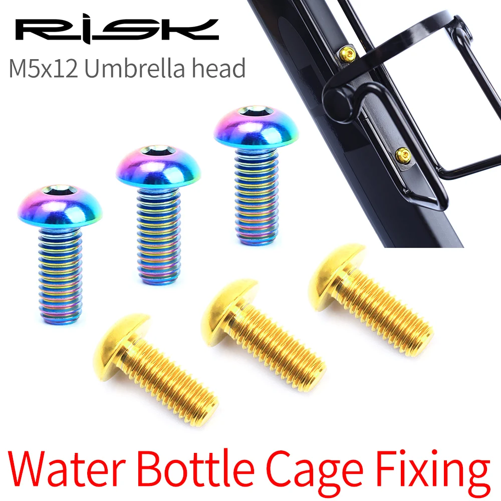 RISK M5x12 Bicycle Water Bottle Cage Fixing Bolts Titanium Road Mountain Bike Water Holder Screws Air Pump Holder Fixed Screws