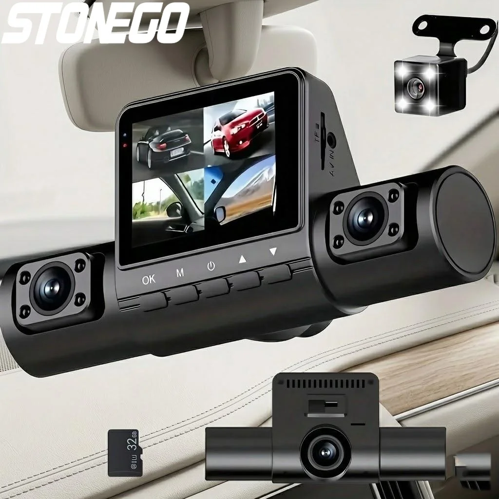 4 Lens Dash Cam 1080P Full HD Wide Angle Loop Recording G Sensor IPS Screen Laptop Support Front Rear Night Vision Car DVR