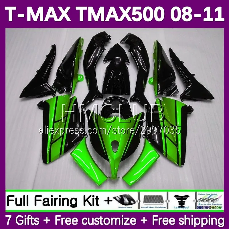 OEM Fairing For YAMAHA TMAX MAX 500 T MAX500 TMAX500 156No.79 MAX-500 08 09 10 11 T-MAX500 2008 2009 2010 2011 Body Green black