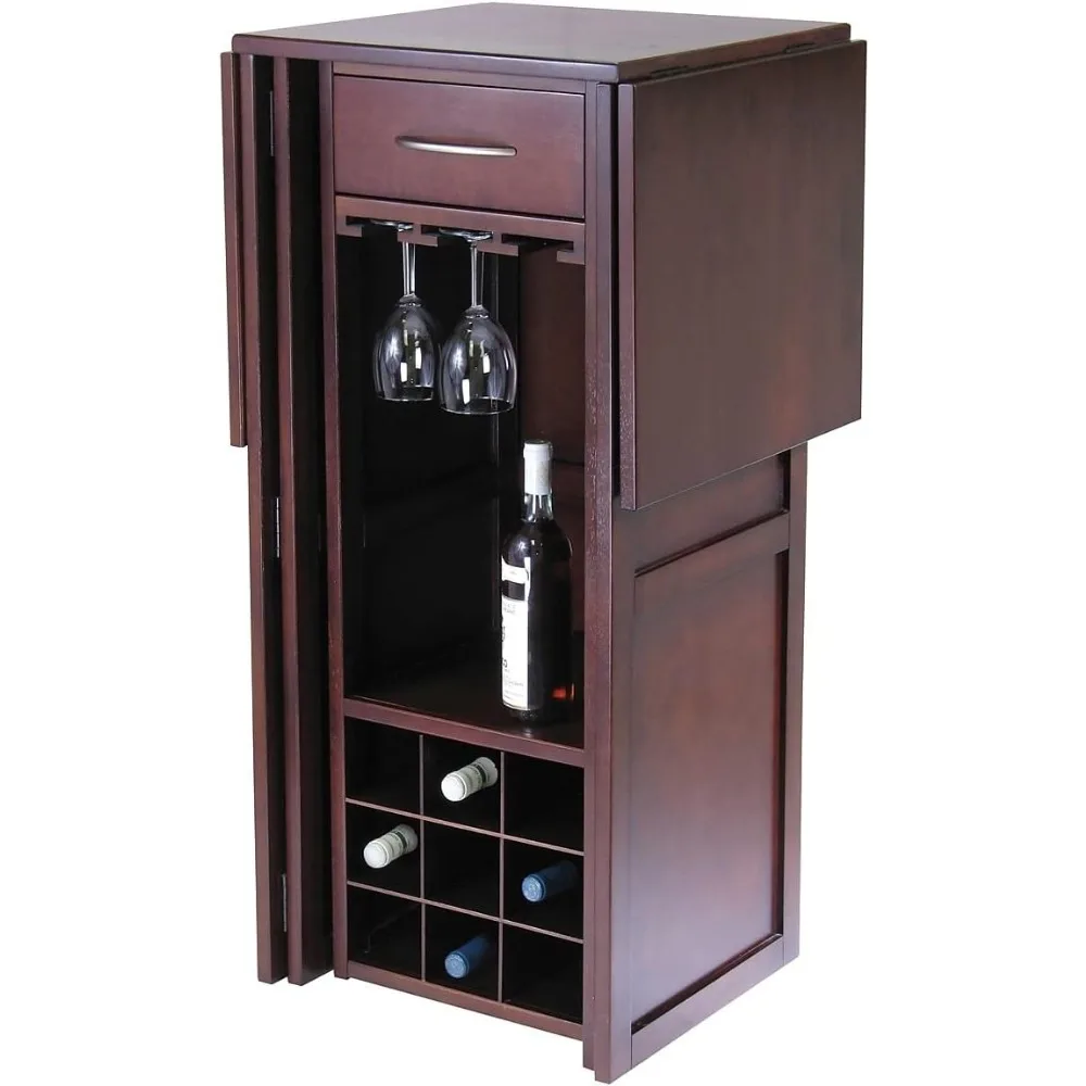 เคาน์เตอร์บาร์ไวน์แบบขยายได้, 40.16 x 50 x 17.87 นิ้ว, สีวอลนัทโบราณ