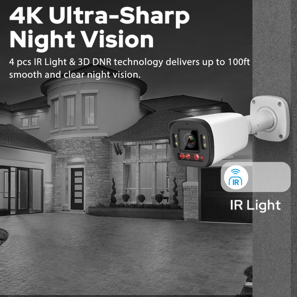 Vikylin 4K 8MP 5X Zoom Dual light Two Way talk IP Camera 8CH 8POE Network Video Recorder 8 PCS Home CCTV Security System NVR kit
