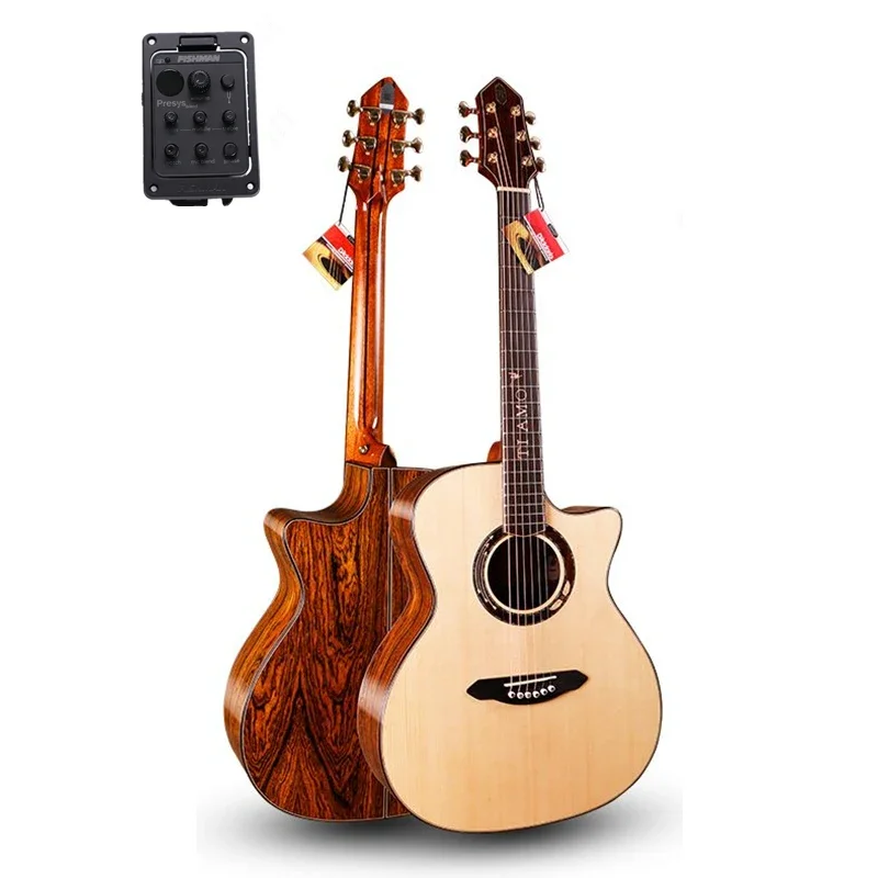 

Professional Guitar,41" Cutaway guitar With pickup,with Solid SITKA SPRUCE Top/ Colorful butterfly wood Body,650MM