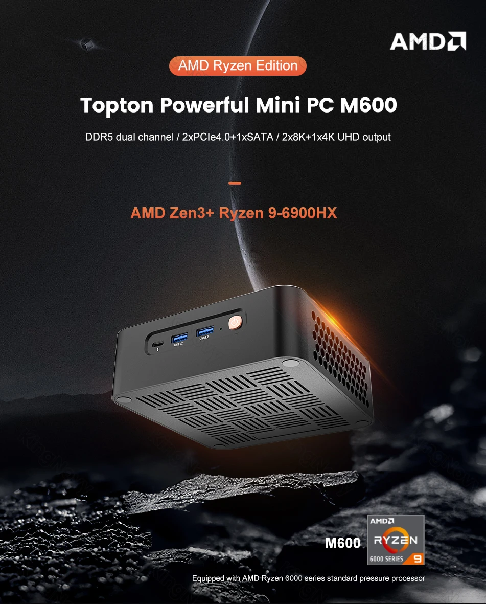 AMD Gaming AI Mini PC Ryzen 9 8945HS 7940HS 2 * DDR5 4800 MHz 2xPCIe4.0 2x2.5G LAN 2x8K Intel UHD HTPC WiFi6 BT5.2 Komputer stacjonarny