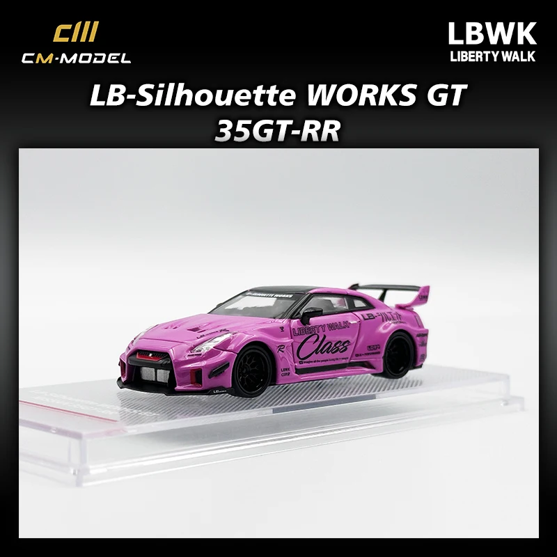 CM In Stock 1:64 LBWK GTR R35 GT35 RR Super Silhouette Class Pink Replaceable Wheels Diecast Car Model Toys