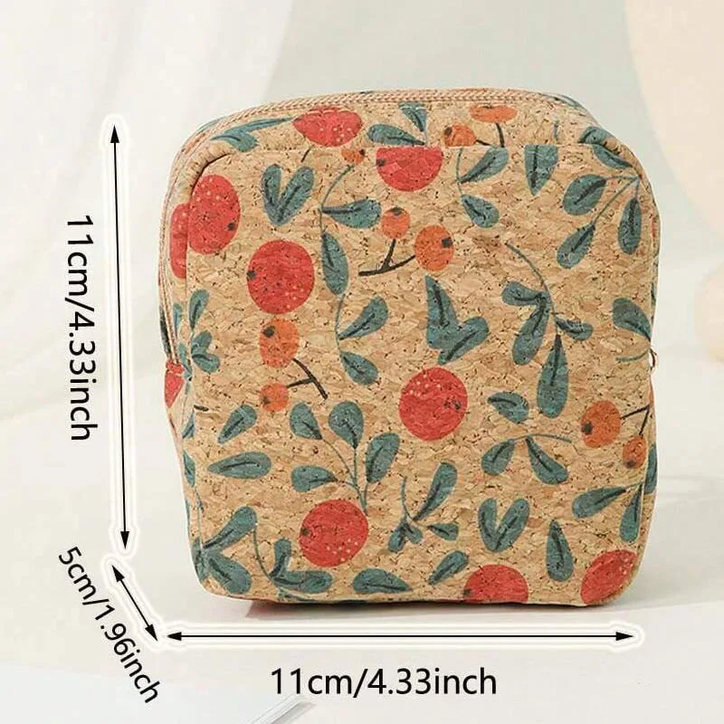 1PC Cork Women's Wallet Zipper Cosmetic Storage Bag Lipsticks Data Cables Key Organizer Ladies Card Bag Coin Purse Clutch